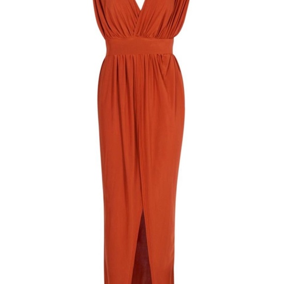 Boohoo Vibrant Burnt  Orange Maxi Dress size 10 - Picture 5 of 13